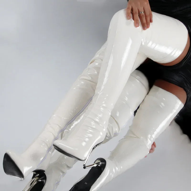 Damen Stiefel Hoch Spitz Zulauf