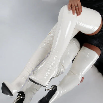 Damen Stiefel Hoch Spitz Zulauf