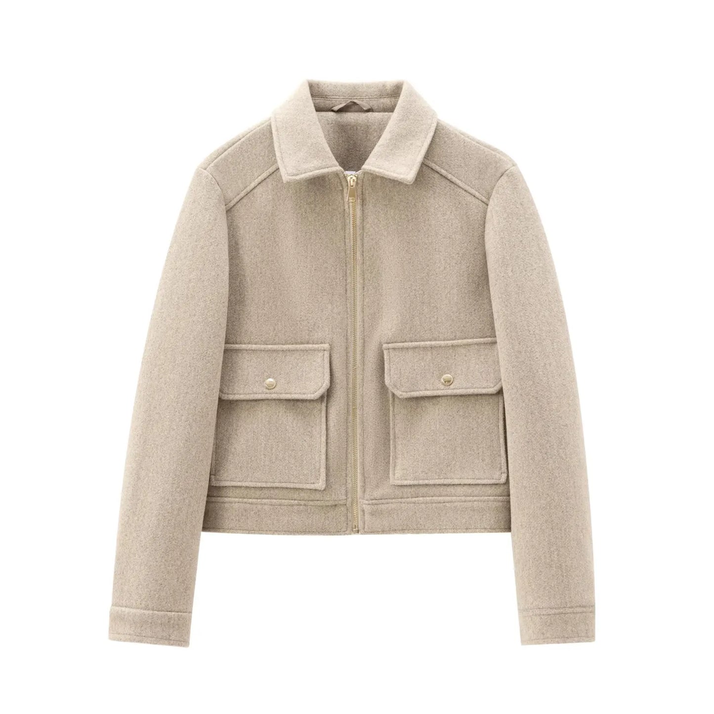 Damen Winterjacke Reißverschluss Wollmix
