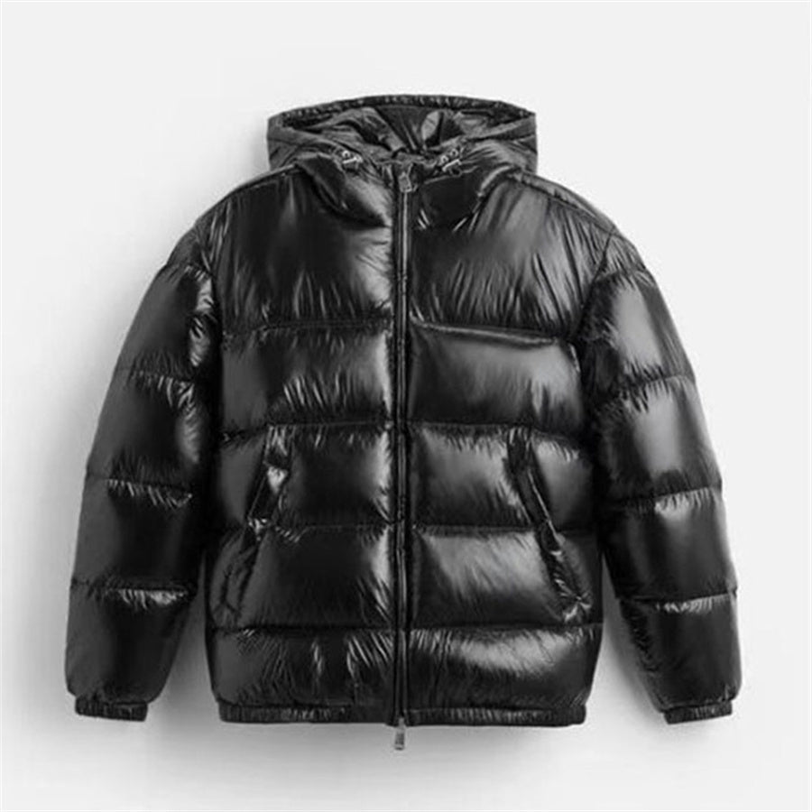 Herren Pufferjacke Warm Kapuze Reißverschluss