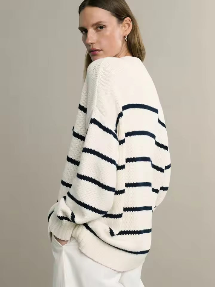 Große Damen Cardigan Streifen Übergröße - IdealeKleiden