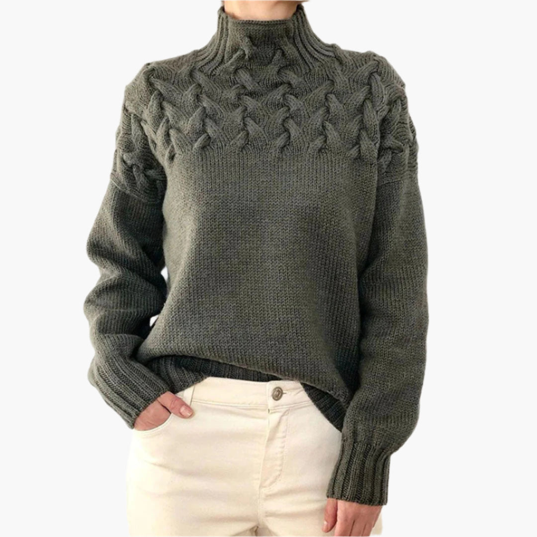 Eleganter Strickpullover Winter Zopfmuster