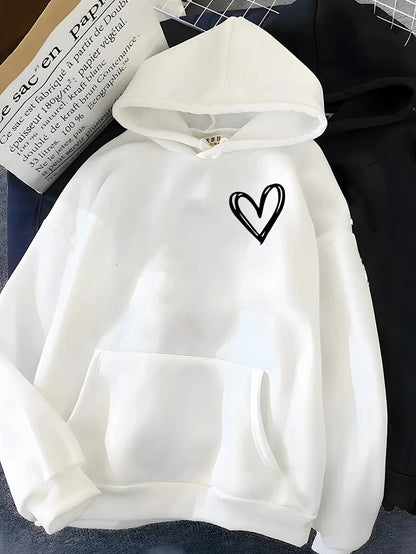 Damen Hoodie Herz Motiv Kuschelwarm