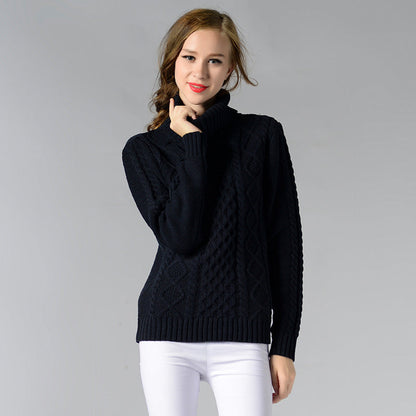 Damen Rollkragenpullover Langärmlig Kabelmuster