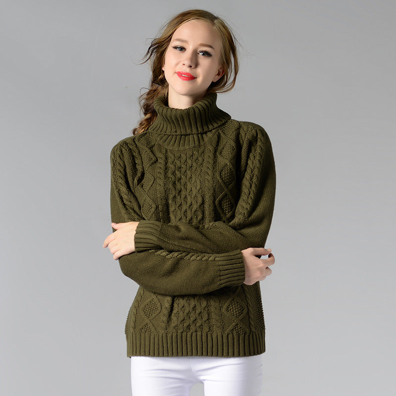 Damen Rollkragenpullover Langärmlig Kabelmuster