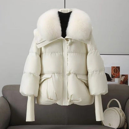 Warmes Winterkleid Übergröße Kunstpelz Kragen Hüftlang