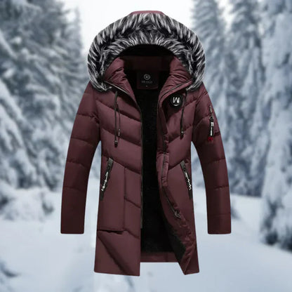 Oversized Steppjacke mit Kunstfellkapuze und Reißverschluss-Taschen - IdealeKleiden