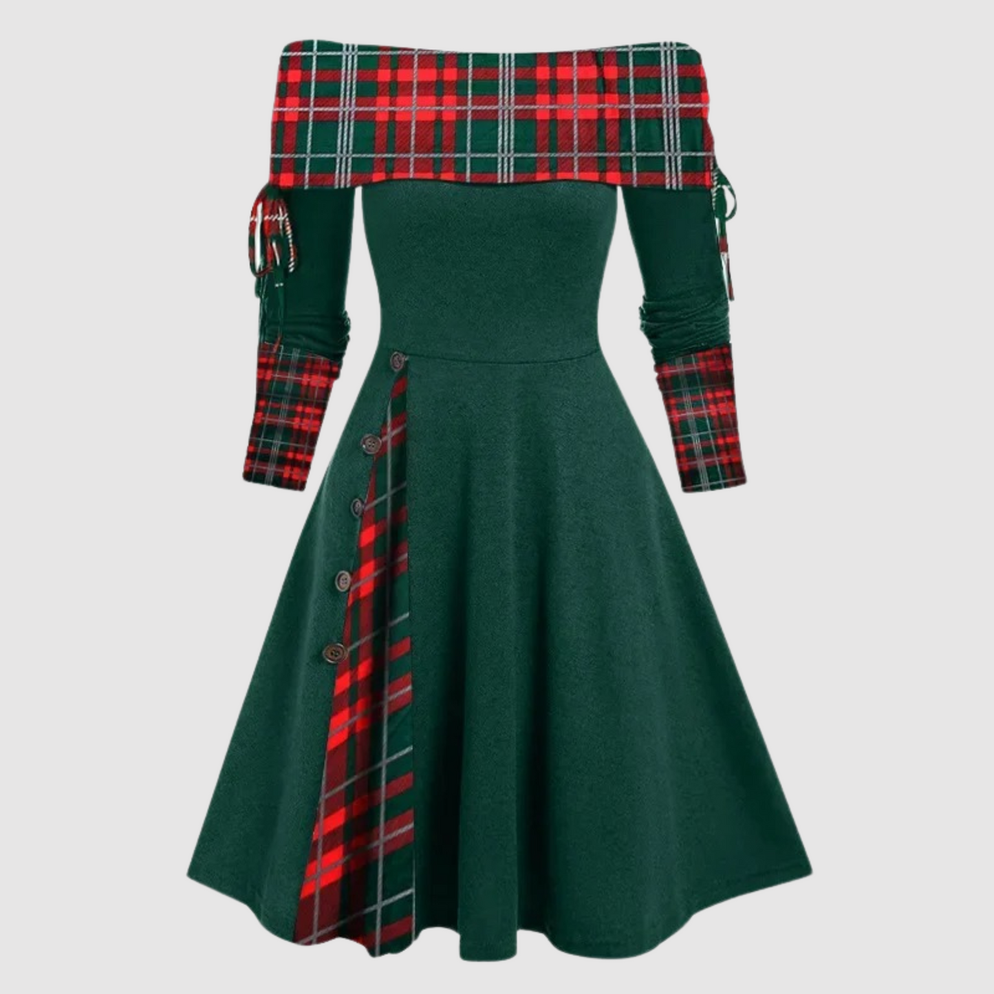 Weihnachtskleid Off Shoulder Langarm Elegant
