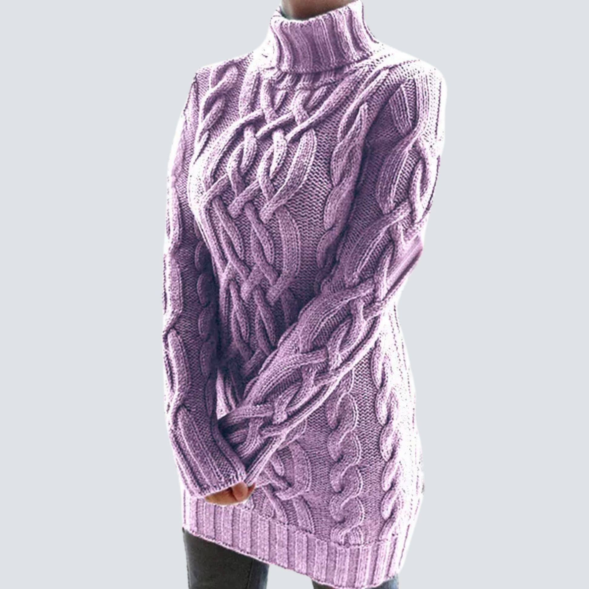 Weiches Turtleneck Kleid Grobstrick - IdealeKleiden