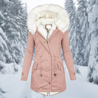 Damen Winterjacke Lang Mantel Elegant