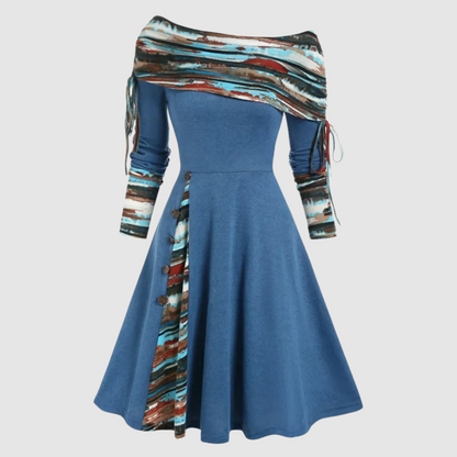 Weihnachtskleid Off Shoulder Langarm Elegant