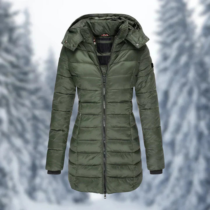 Leichter Damenmantel mit Kapuze Warm Fleece