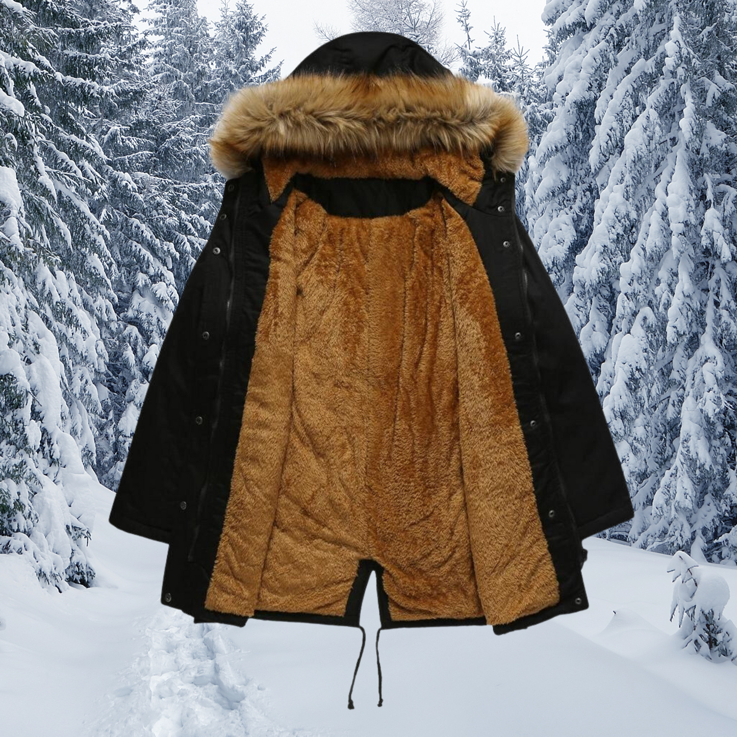 Wintermantel Damen Warm Kapuze Pelzverbramt