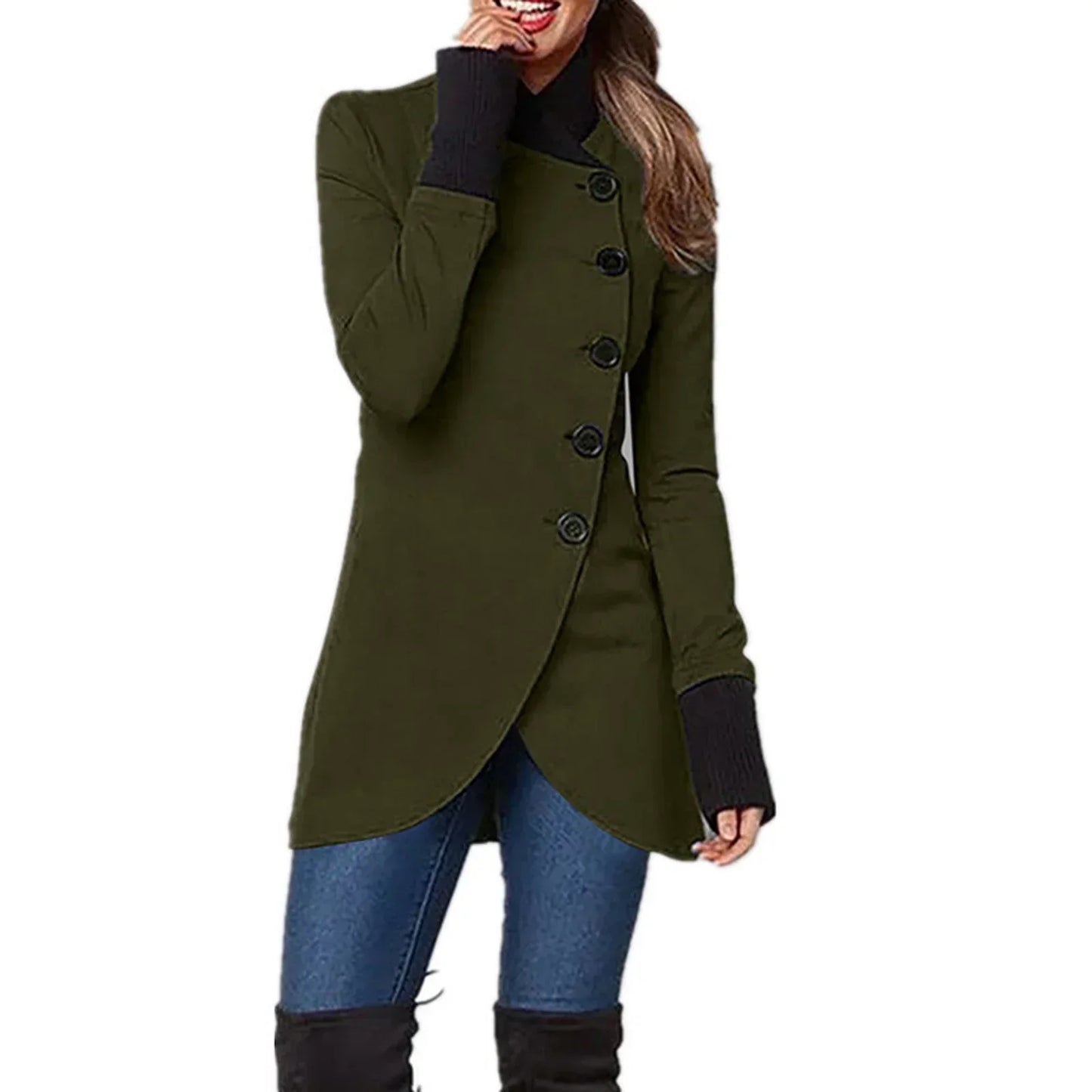 Stylische Damenjacke Mit Knöpfen Modern