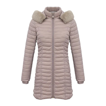 Elegante Winterjacke Slim Fit mit Pelzkapuze