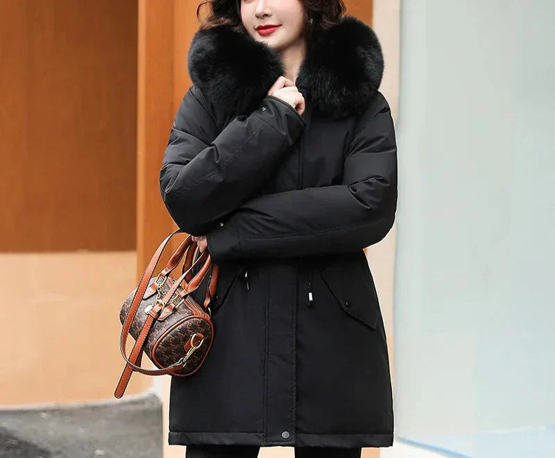 Winterjacke Warm Gefüttert mit Abnehmbarem Kunstpelz