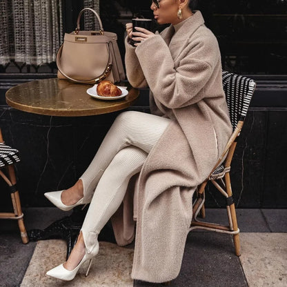 Stilvolle Fleecejacke Damen Lang Elegant Bequem - IdealeKleiden