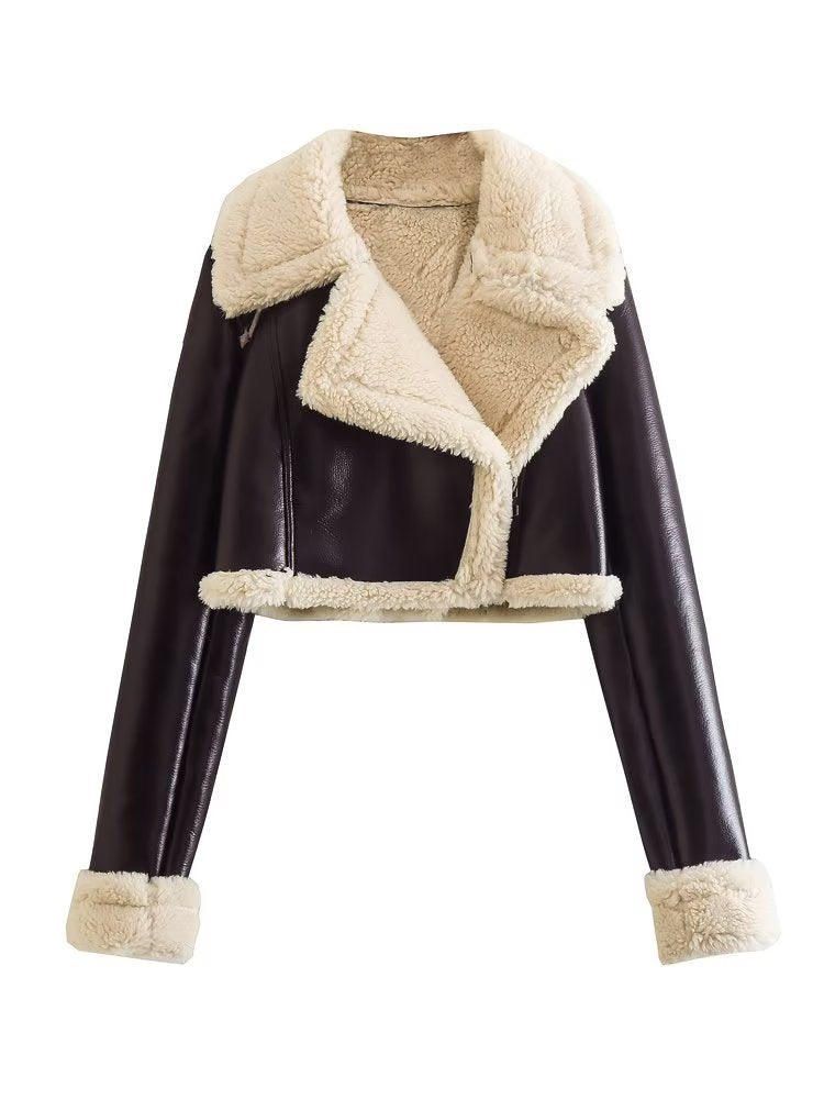 Elegante Lederjacke Damen Warm