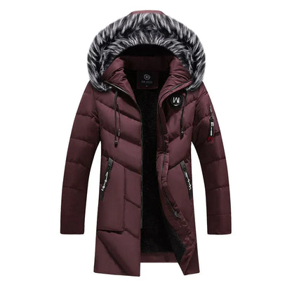 Herren Winterparka Lang Flauschig Kapuze Design