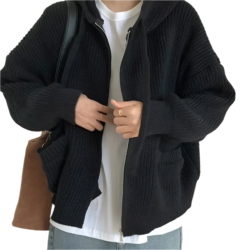Große Strickpullover Damen Oversized mit Reißverschluss