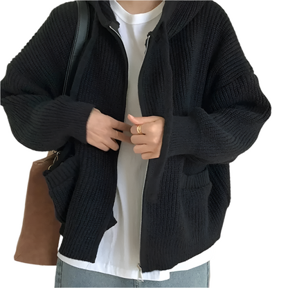 Große Strickpullover Damen Oversized mit Reißverschluss