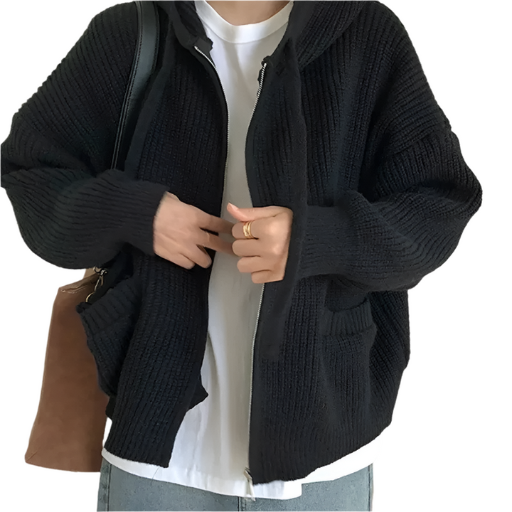 Große Strickpullover Damen Oversized mit Reißverschluss