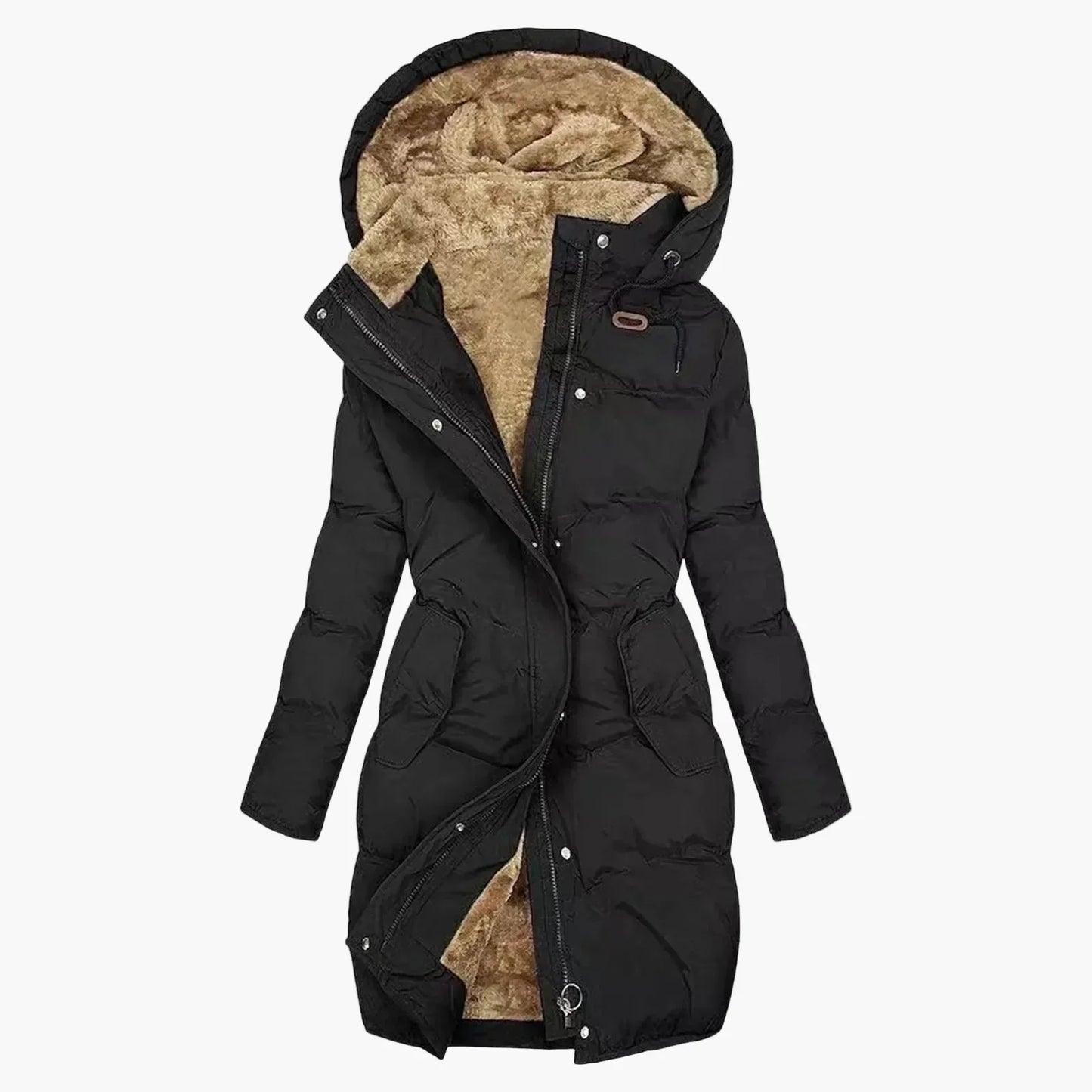 Winterjacke Lang Kapuzenmantel Warm Gepolstert Damen