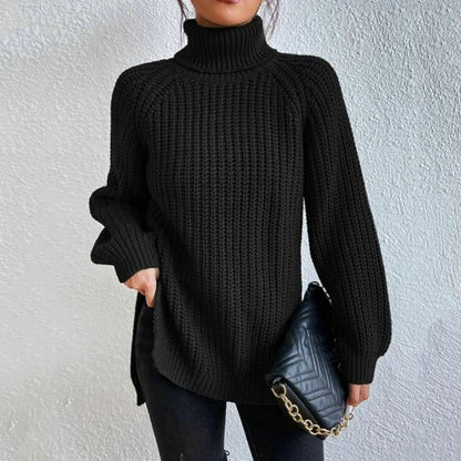 Weiche Oversized Strickpullover Rollkragen Lange Ärmel