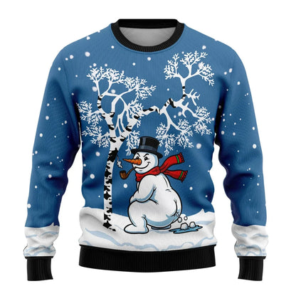 Weihnachtspullover Herren Schneemann Motiv - IdealeKleiden