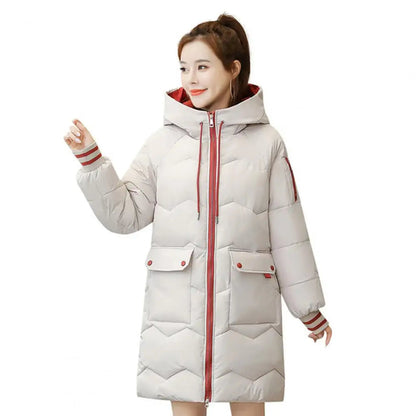Lange Damenjacke Warm Gefüttert Winter