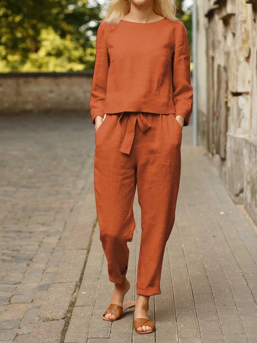 Damen Sport-Set Langarm Oberteil Hochtaille Hose - IdealeKleiden