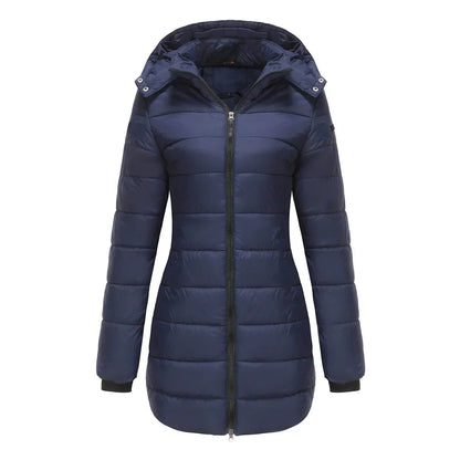 Winter-Puffermantel Damen Warm Kapuze