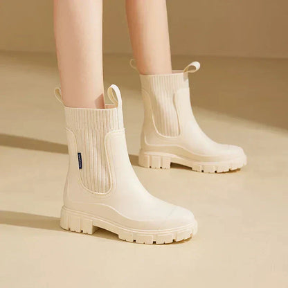 Wasserdichte Gummistiefel Damen Warm Isoliert Rutschfest