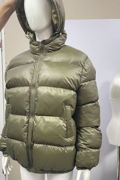 Herren Pufferjacke Warm Kapuze Reißverschluss