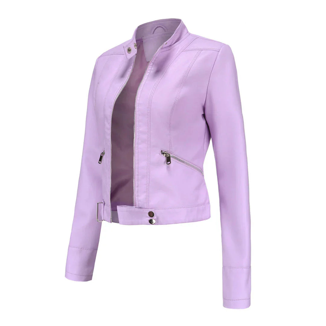 Stylische Lederjacke Damen Elegant Ledermantel