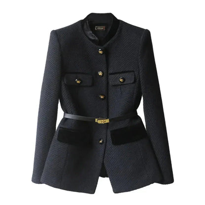 Klassischer Tweed Blazer mit Gürtel