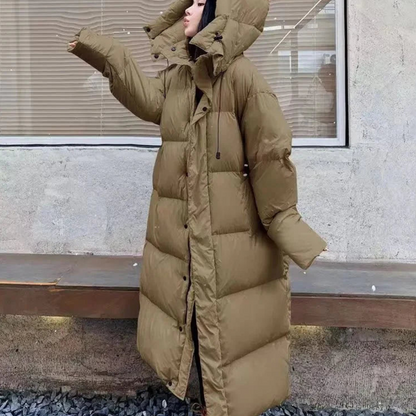 Gemütliche Damen Winterjacke Lange Kapuze Puffer Mantel