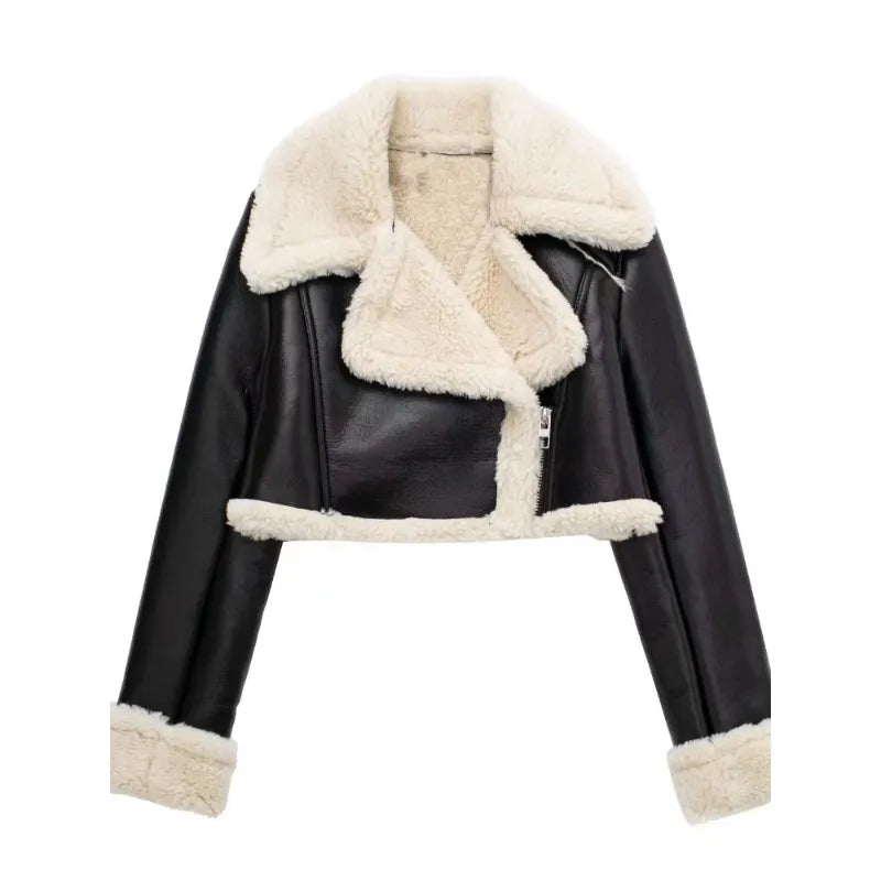 Eleganter Damen Ledermantel Chic - IdealeKleiden