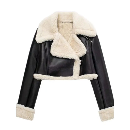 Eleganter Damen Ledermantel Chic - IdealeKleiden