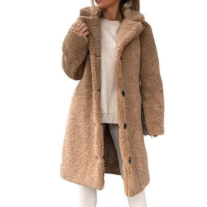 Teddyjacke Damen Weich Knopfverschluss Winter
