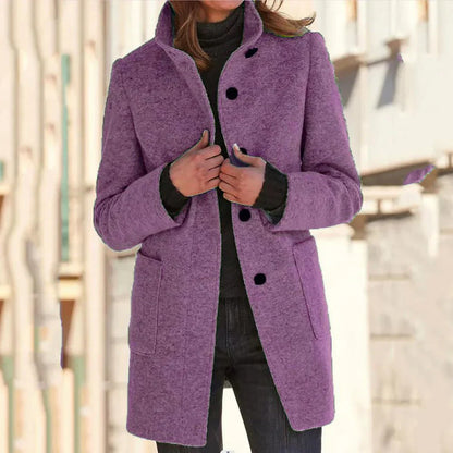 Elegante Damenjacke Lang Hochgeschlossener Kragen