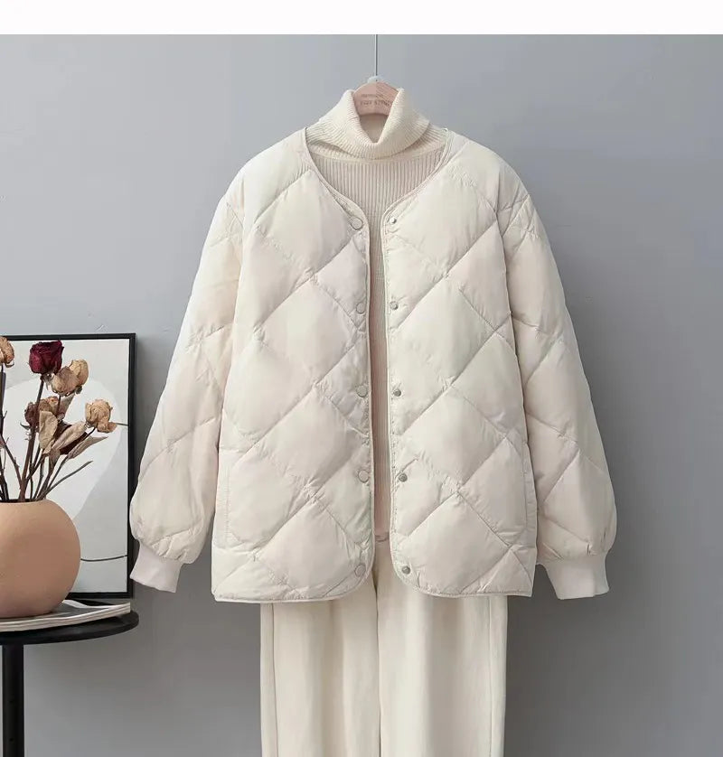 Stilvolle Rundhalsjacke Damen Elegant Knopf