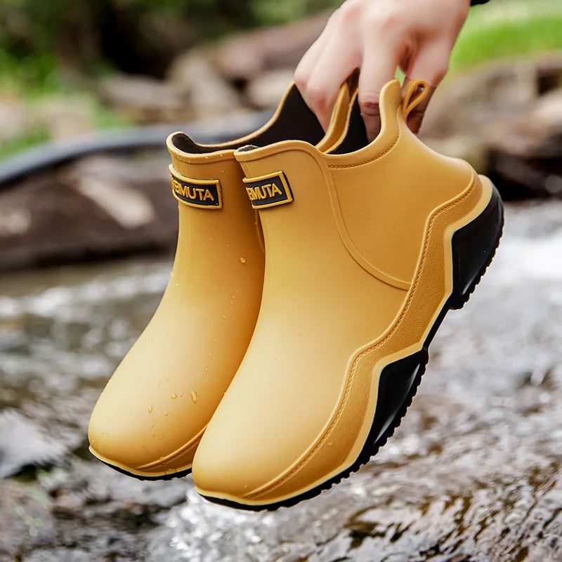 Damen Gummistiefel Knöchelhoch Wasserdicht Rutschfest
