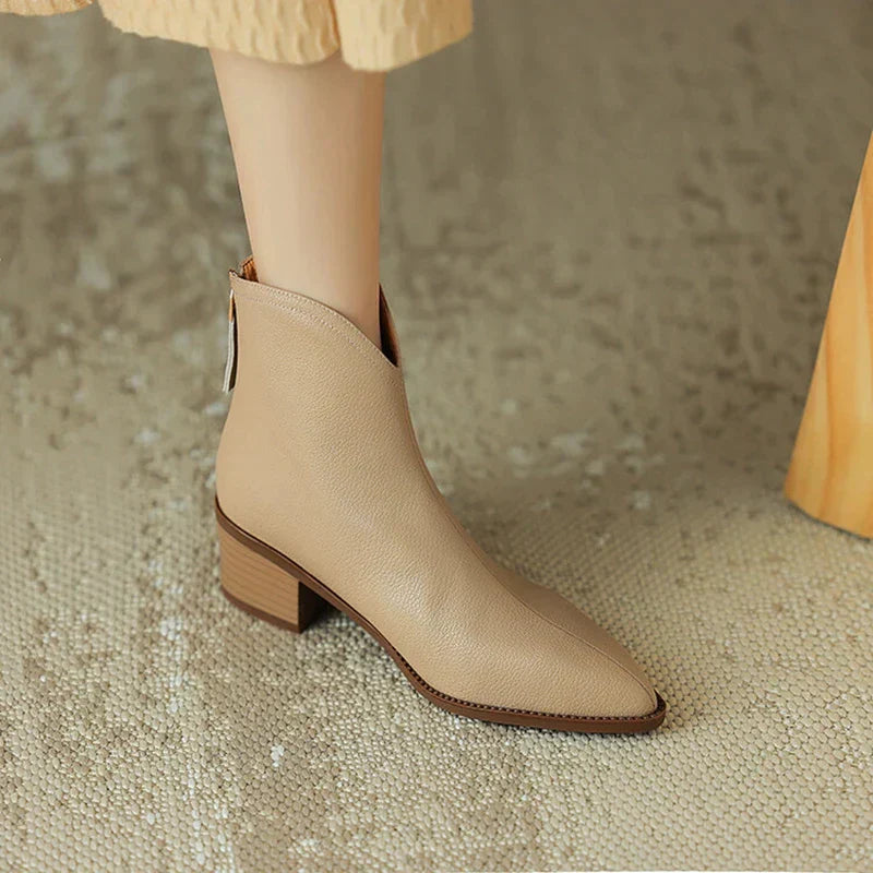 Damen Stiefeletten Spitze Zehe Seitenverschluss