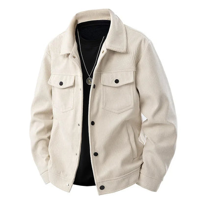 Herren-Cordjacke Lang Lederlook Schnitt
