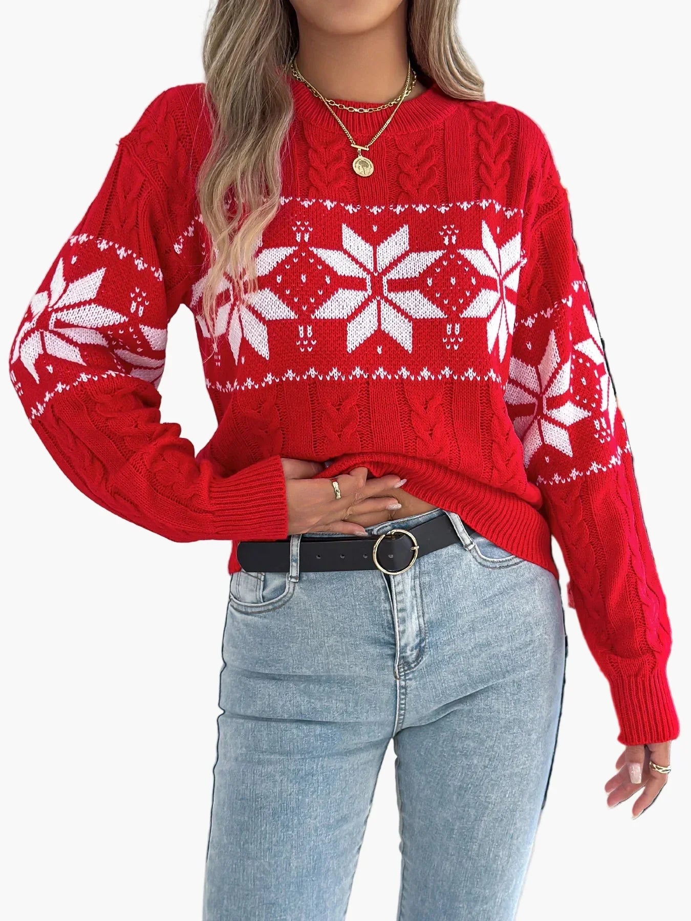 Weihnachts-Pullover Norweger Muster Warm - IdealeKleiden