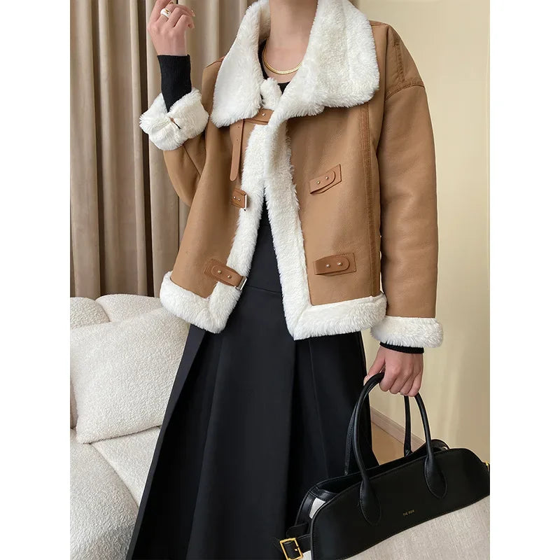 Stylisches Lederjacke Schwarz Metallic