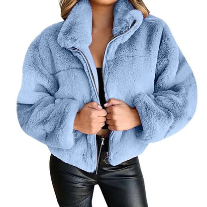 Warme Damen Winterjacke Kuschel Fleece