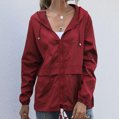 Wasserdichte Sommerjacke Kapuze Sportlich