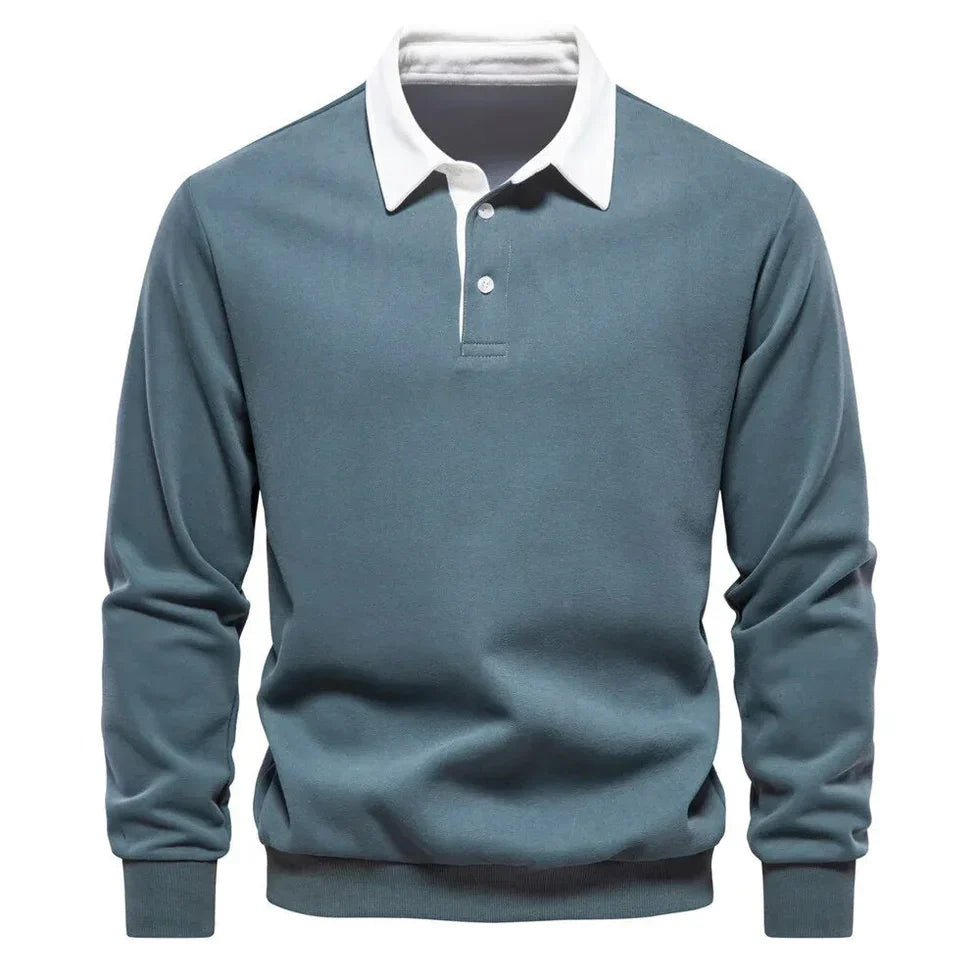 Herren Langarmshirt Mit Kragen Elegante Optik - IdealeKleiden
